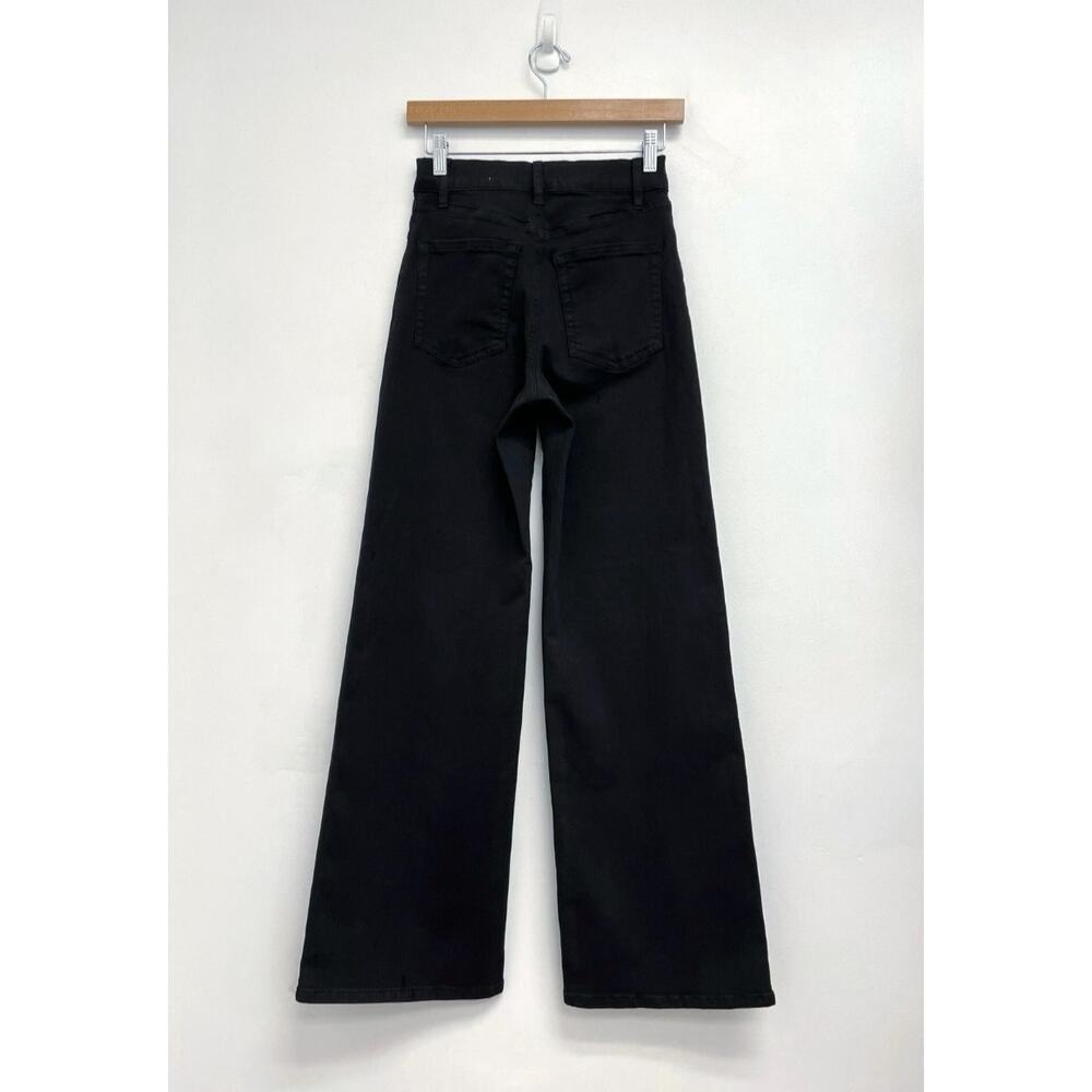 FRAME Le Slim Palazzo Wide Leg Flare High Rise Stretch Black Jeans - Size 25 - Picture 3 of 11